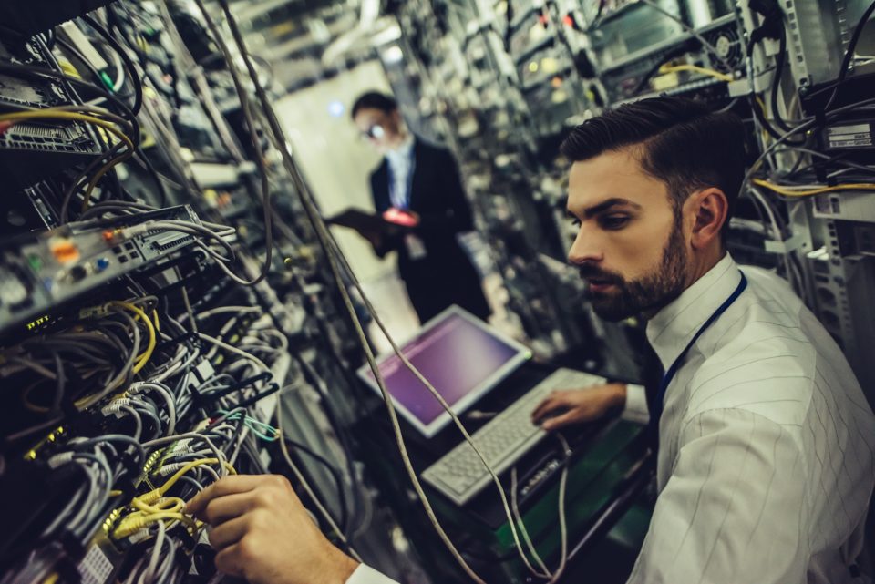 Business people checking the systems before the move