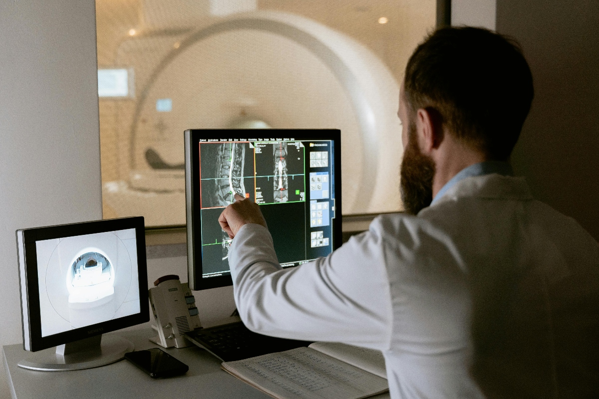 a man showing something on the screen