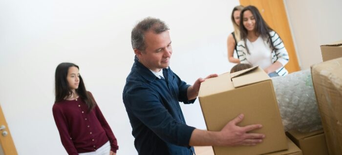 a family packing 