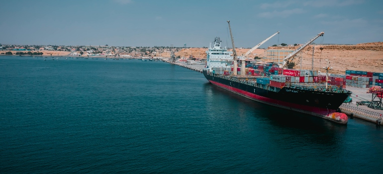 ship near the port 