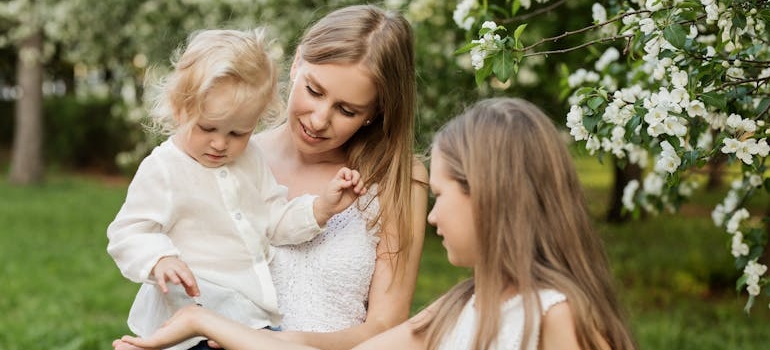 mother with daughters choosing the right neighborhood in Sterling