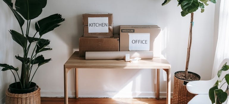 moving boxes on a table 