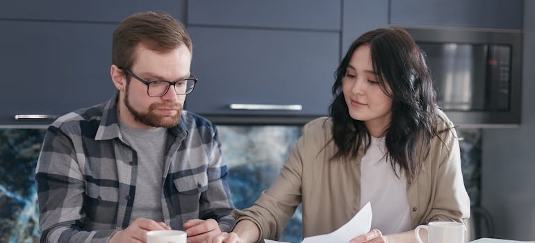 coworkers looking at documents 