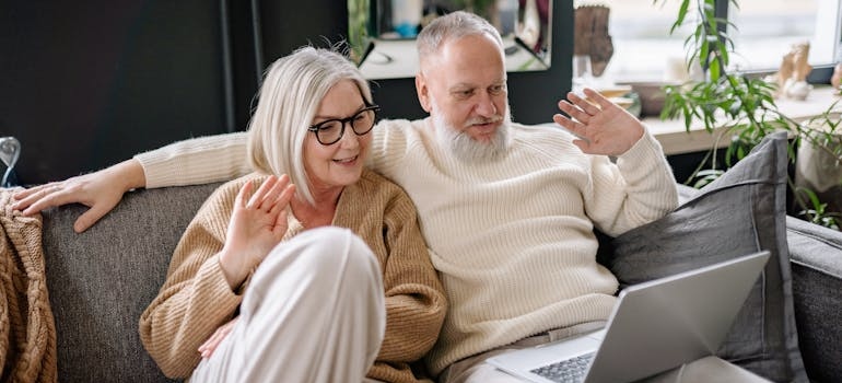 Elderly Couple Sitting on the Sofa