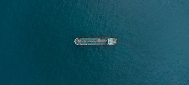 aerial view of the ship