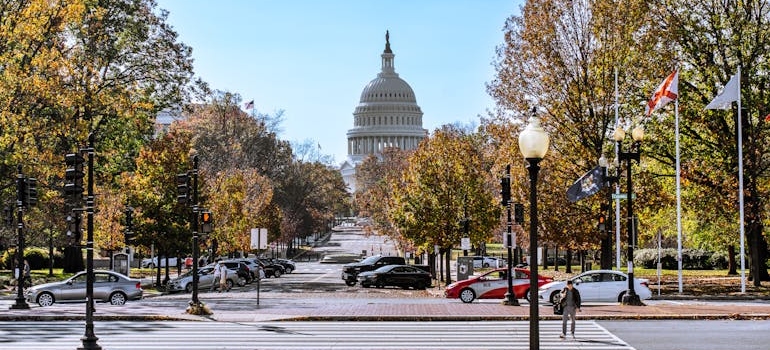 Cars Parked on the Street Near the United States Capitol