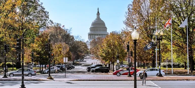 Cars Parked on the Street Near the United States Capitol